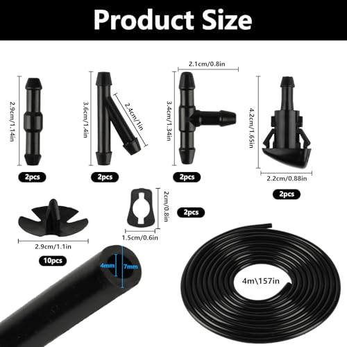 XhjzgcTech 4m Universal Scheibenwaschanlage Schlauch, Wischwasserschlauch Reparaturset, Automotive Schlauch für Scheibenwischer Reparatursatz, mit 15 Stück Schlauchverbinder & 1 Brecheisen