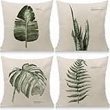 Cirzone Kissenbezug 45x45 4er Set Outdoor Kissen Wetterfest Leinen, Boho Deko für Deko Wohnzimmer, Garten, Balkon