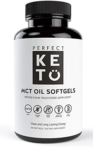 Perfect Keto MCT Oil Softgels with C8 C10 300mg – Pure Medium Chain Triglycerides Supplement Pills from Organic Coconut - Best for Ketogenic Diet,Clean Energy, Brain Power for Men Women – 300 Capsules