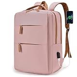 BAGZY 40x30x15cm Mochila Avion Air France British Airways Equipaje de Mano 20L Mochila Viaje para Avion Vacio Mochilas Impermeable Hombre Mujer Trabajo Maleta Mochilas para Ordenador Portátil Rosa