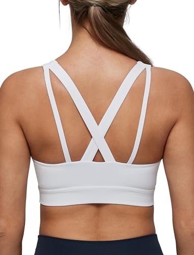Yvette V Neck Criss Cross Back Yoga Sports Bra Women Wide Straps Light Support Removable Padding Workout Tank Top2