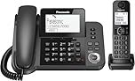 Panasonic KX-TGF320 Corded and Cordless Home office Telephone Kit with Answerphone and Nuisance Call Blocker - Black