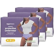 Amazon Basics Maximum Absorbency Incontinence Underwear for Women, Disposable Postpartum, Bladder Leak Protection, Odor Con
