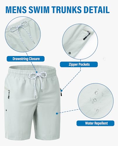 Board Shorts Mens Quick Dry Swim Trunks 9 Inch Men's Zipper Pockets Long Bathing Suit for Men Swimwear Surf No Liner4