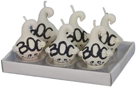 Fantastic Craft Boxed Boo Ghost 6-Pack Tea Light Candles, White