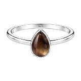 Meadows Anello in argento sterling 925, ovale, gioiello minimalista, idea regalo per donna R-1919, 63 (20.1), Gemma, Quarzo fumè