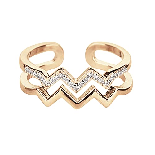 À ma Fille Or Double Vague Strass Bague réglable Or ondulé Bague Cadeau pour Présentoir Bijoux Bijoux (Silver-1, One Size) Cover