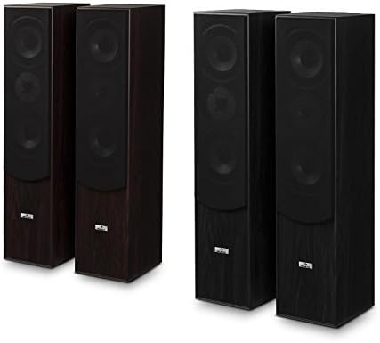 AUNA L766 3-Way Bass Reflex HiFi Speaker - Pair, 180W RMS, Wood Chassis with Clearly Recognizable Natural Gain, Removable Speaker Grille, 8 Ohms Impedance, High Performance, Black