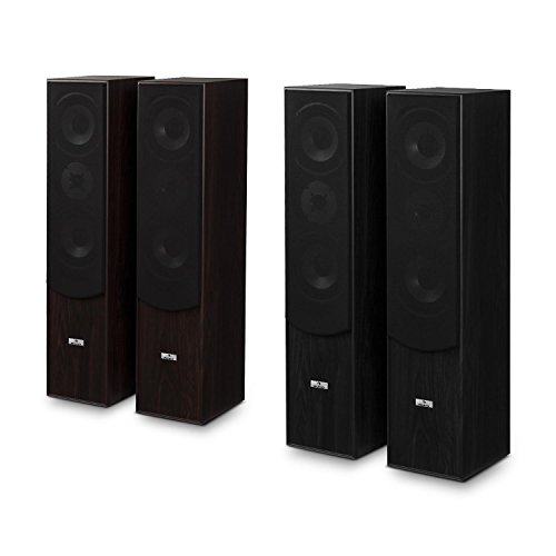 Auna L766 - Coppia Box HiFi, Altoparlanti da Pavimento, Altoparlanti Box, Tecnica a 3 Vie, Reflex Bass, Frequenza 20Hz Fino 20kHz, Impedenza 8 Ohm, Max. Potenza 350 W, Chassis in Legno, Nero