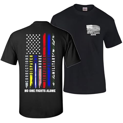 No One Fights Alone Patriot Apparel T-Shirt Tee Men's Fit (Black, Large) Cover