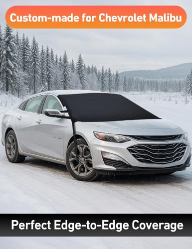 Image of EcoNour Car Snow Cover Compatible for Chevrolet Malibu | Windshield Cover for Ice and Snow with S-Hook Straps | Heavy-Duty 600D Oxford Winter Car Cover, Waterproof & Anti-Slip