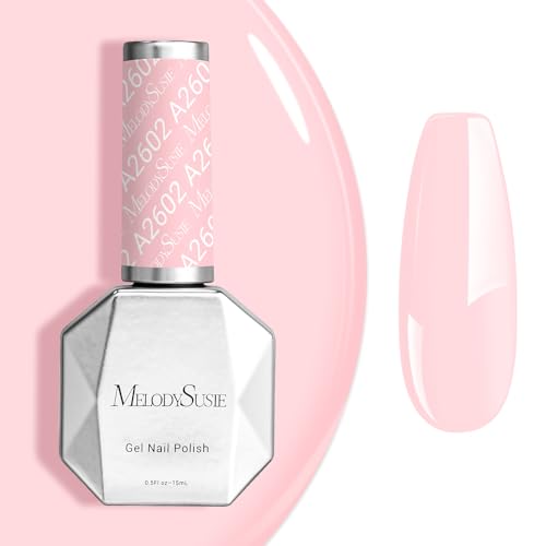 Image of MelodySusie 0.5fl oz Light Pink Gel Nail Polish, Nails Soak Off UV LED Pastel Pink Gel Polish Gift for Women Nail Art Manicure Salon DIY Nail Design Decoration at Home-A2602