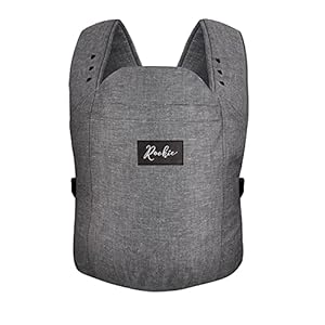 ROOKIE Babytrage Premium – Design Bauchtrage – Zertifizierte Bio Baumwolle – Ergonomisch mit verstellbaren Steg – Für Neugeborene ab Geburt bis 15kg (Darkgrey)