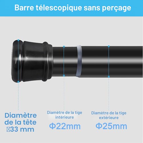 Tringle rideau télescopique 83-160 cm antirouille Aiitomg