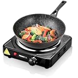 MIOAOTCE Countertop Single Cast Iron Burner 1000 Watts Electric Hot Plate with...