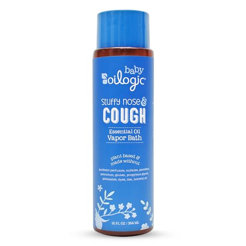 Image of Oilogic Stuffy Nose and Cough Vapor Bath for Babies & Toddlers, Essential Oil Breathe Blend - Naturally Soothes with 100% Pure Lavandin, Orange, Eucalyptus Oil & More - 12.9 fl oz