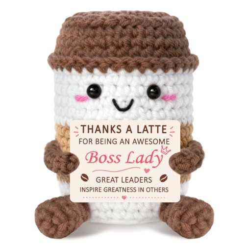 Sayregifty Boss Gifts for Women Coffee Cup - Emotional Support Employee Appreciation Gifts Crochet, Boss Day Gift for Women/Lady/Female, for Manager Coworker, Office Decor for Lady Employer