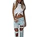 Froomer Women Sleeveless Camisole Shirt Summer Casual Blouse Crop Tops, White, Small,