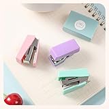 Schreibtischzubehör-Set mit vielseitiger Verwendung für Studenten und Büros, Lila, Rosa, Grün, 7 Heftklammern, 2 Stifte, Hefter, 400 Heftklammern, 40 Büroklammern (Lila)