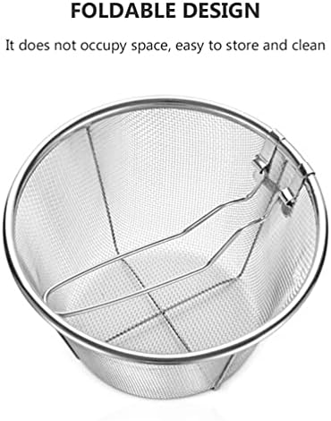 DOITOOL Stainless Steel Deep Fry Basket Round Wire Mesh Fry Basket Deep Fryer Strainer with Handle for Frying (26X15X9.5cm)