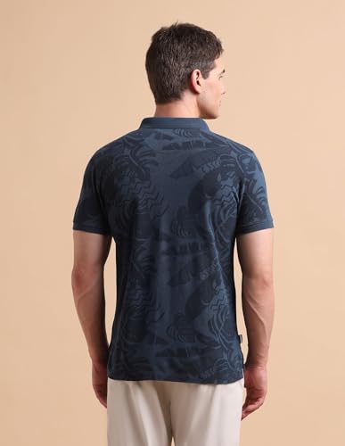 Image of U.S. POLO ASSN. Denim Co. Men's Tropical Printed Pure Cotton Polo Shirt