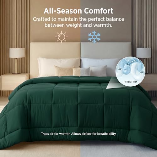 Image of Bedsure Comforter Duvet Insert - Quilted Comforters Oversized King Size, All Season Duvet, GentleSoft Down Alternative Bedding, with 8 Tabs, Gifts for Women /Men, Green, Oversized King 116 x 98 Inches