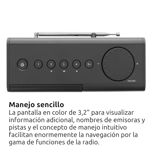 TechniSat DIGITRADIO 217 – Radio Digital Dab+ Compacto y portátil (FM, Pantalla a Color, Bluetooth, presintonías, Funciona con Red o Pilas, Doble Alarma, Memoria de Favoritos) Negro - imagen 4