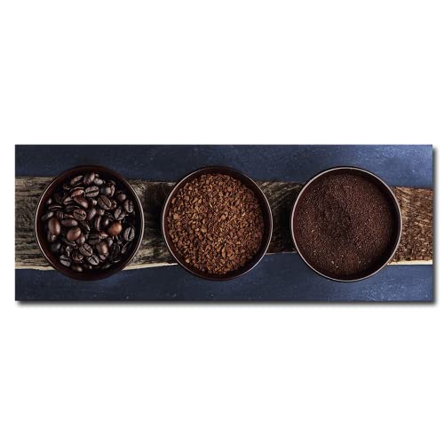 daazoo Glas Küchenbild Coffee Bowls 30 x 80 cm | Kaffee hebt die Stimmung ! Hochwertig verarbeitetes Glasbild, ein echter Hingucker in Ihrer Küche | Wandbild Kaffee Deko groß Querformat