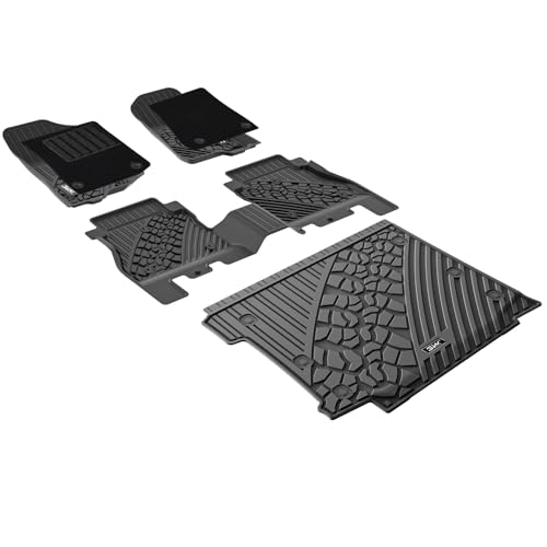 3W Floor Mats & Cargo Liner with Carpets on TOP Fit for Jeep Wrangler JL 2018-2024 2025 Unlimited 4-Door Sahara Willys Rubicon with Subwoofer(Non JK or 4XE) Car Mats Custom Fit for Wrangler JL, 6PCS