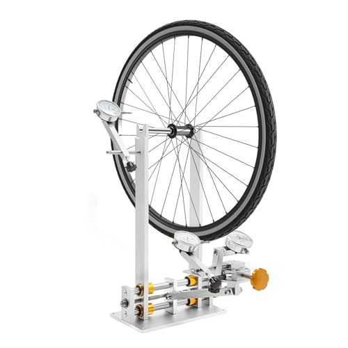 CHINEGER Professional Bike Wheel Truing Stand Foldable Bicycle Truing Stand with 3 Gauges for 10-29in Wheels Adjustable Width Wheel Repair Tool with Bracket for Bicycle Repair Shop