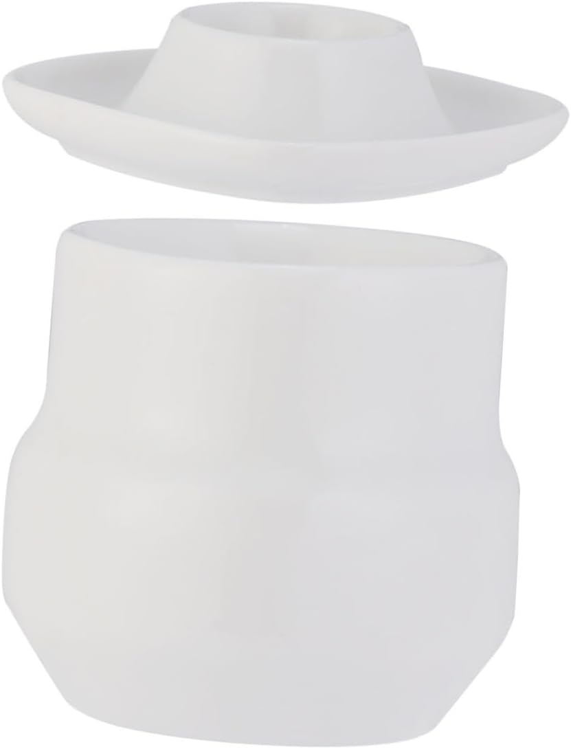 KICHOUSE 2pcs Ceramic Egg Cup and Quadrate Egg Tray Set White Breakfast Holder for Soft Boiled Kitchen Dining Serveware