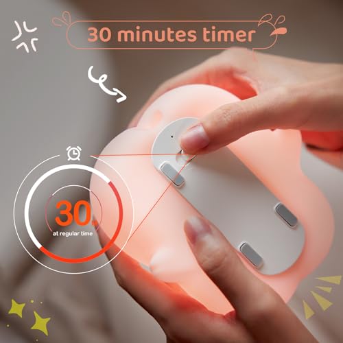 Luz noturna de porco para crianças, luminária fofa de porquinho de silicone, porquinho regulável, lâ