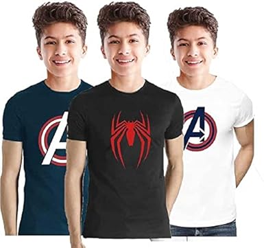 Gkidz Boys Printed Cotton Blend T Shirt (Multicolor, Pack of 3)