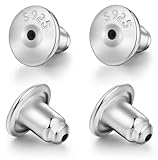 DELECOE 14K White Gold Bullet Locking Earring Backs for Diamond Studs,925 Sterling Silver Hypoallergenic Replacements Backings for Pierced Earrings, 2 Pairs 6mm