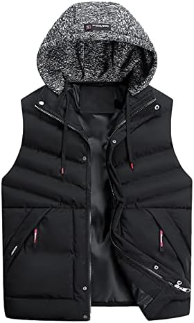 Ymosrh Mens Winter Jackets, Work Jackets Clothes for Men Black Jean Jacket XXL Casual Men's Vest Loose Autumn and Warm Down Cotton Vest Coat Wool Western Trucker Fur Medium Hooded S (5XL, Black)