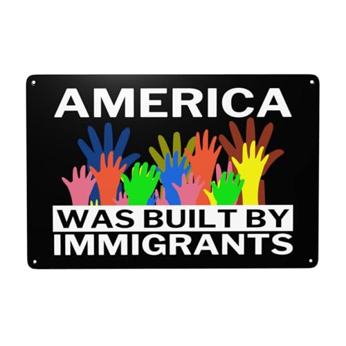 Gymini America Was Built By Immigrants Sign 8x12 Support Refugee Rights Signs 12x8 ���g���u���L�Ŕ� �E�H�[�����^�� �u���L�Ŕ� 8x12