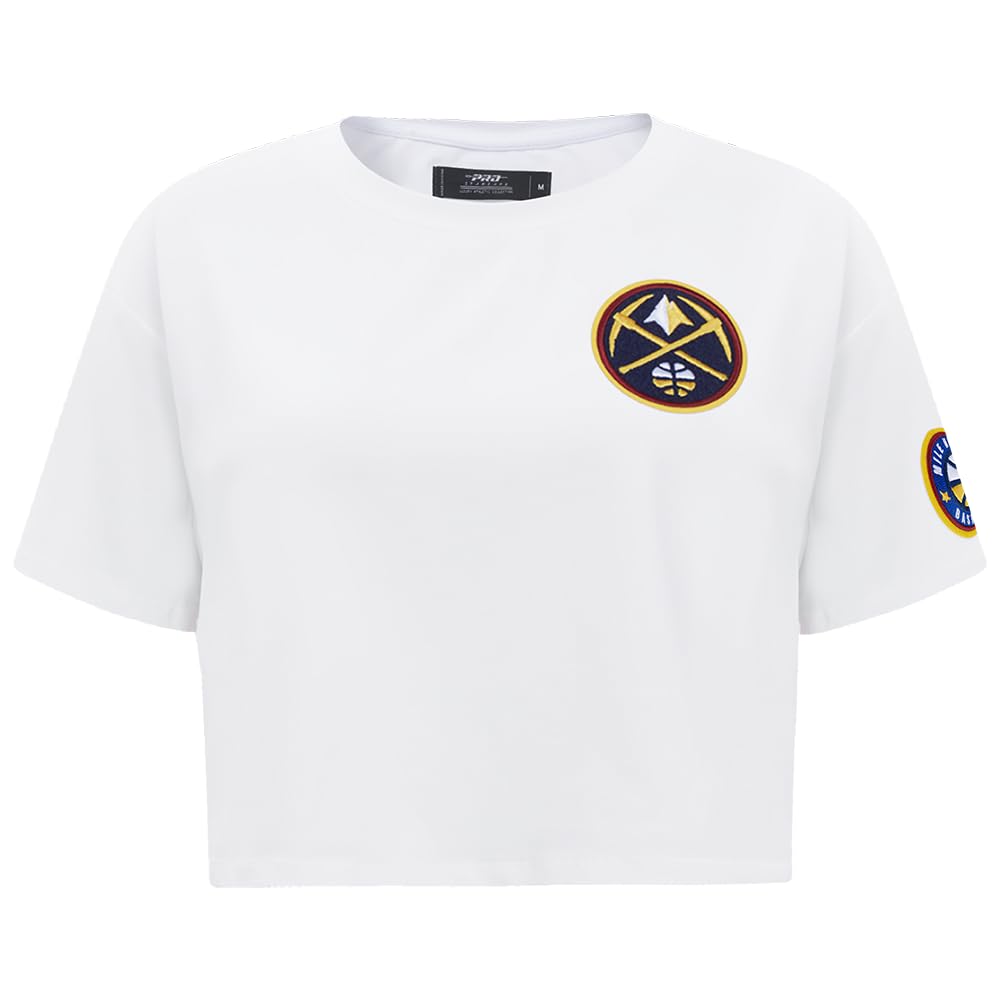 Womens NBA Classic Chenille Cotton Single Jersey Short Sleeve Boxy Tee White