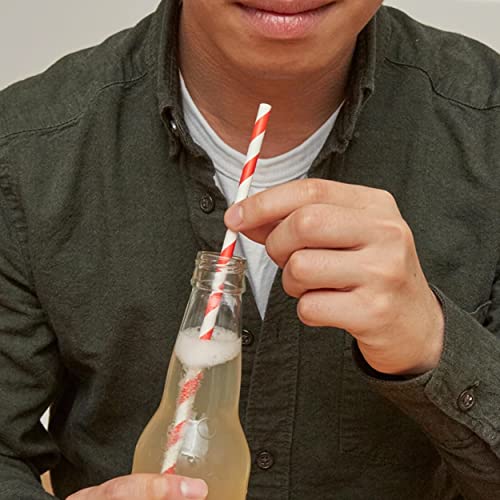 Biodegradable Paper Straws, 300 Pieces Pack,Red Stripe Disposable Drinking Straws,Eco Friendly Christmas Party Supplies, Birthday, Wedding,Christmas Straws #TOP4