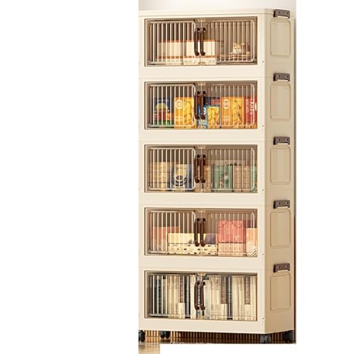 Angoda 可折りたたみ収納ボックス 磁性戸ドア 脚輪付き収納ケース 半透明収納箱 多機能衣物収納盒 前開き式 蓋付き 省スペース 組立て容易 厚手耐用 防塵 防かび 防湿 無臭 大容量 一体式設計 複数サイズ選択可能 文書 衣類 寝具 おもちゃ 小物