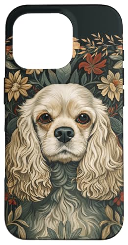 American Cocker Spaniel Vintage William Morris �X�^�C�� �X�}�z�P�[�X iPhone 16 Pro �p