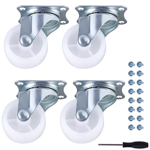 GIVIHGETI 4 Stück Ø40mm Drehbar Lenkrollen, 1,5 Zoll Möbelrollen, PP Kunststoff Rollen, Hochleistungs Transportrollen,mit Doppelkugellager Schwenkkop für Möbel, Geräte & Ausrüstung, kleine Mini-rollen