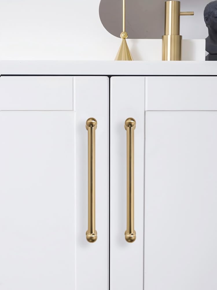 2個パック 12インチ穴 センターブラッシュド真鍮 頑丈なキャビネットプル 引き出しハンドル ドレッサーハンドル キャビネットハンド