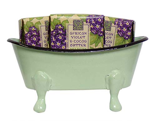 Mini Metal Bathtub Set with 3 Shea Butter Moisturizing Soaps (African Violet)