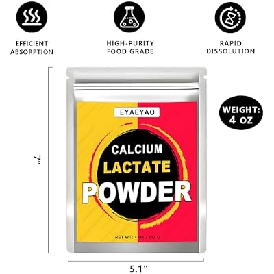 Calcium Lactate Powder, 4 oz 100% Pure Calcium Lactate, Food-Grade, Helps Neutralize Food Acidity, Keeps Food Fresh, for Dairy Products, Breads, Pastries, Ice Cream, Jellies and More (4 Ounces)