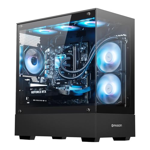 IPASON Gaming PC AMD Ryzen7 9700X Geforce RTX5060 8G.1TB NVME SSD.32GB DDR5 RAM.650W Gold PSU,240MM AIO Liquid Cooler.MSI B650M.Windows 11. WiFi, Prebuilt Gaming Pc New Computer