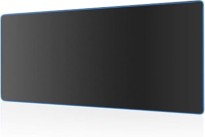 Large Gaming Mouse Pad(35.4x15.7x0.16in), Black Thick Computer Extended Mousepad for Laptop, Smooth Keyboard Mat with Non Slip Rubber Base, Stable Desk Pad Blotter with Durable Stitched Edges