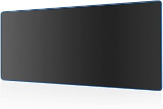 Large Gaming Mouse Pad(35.4x15.7x0.16in), Black Thick Computer Extended Mousepad for Laptop, Smooth Keyboard Mat with Non Slip Rubber Base, Stable Desk Pad Blotter with Durable Stitched Edges