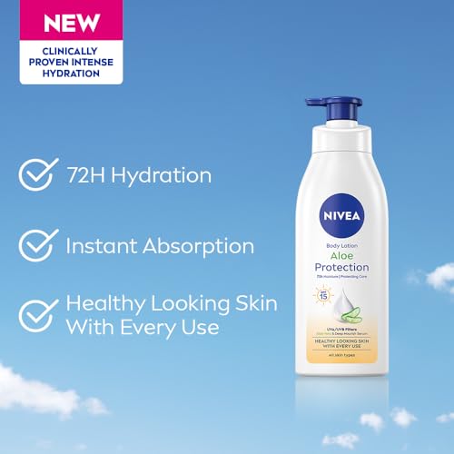 Image of NIVEA Aloe Protection Body Lotion 400 ml | UVA UVB filters | 72H Moisturization| Aloe Vera Extracts | Dep Moisture Serum | Men and Women | All Skin Type