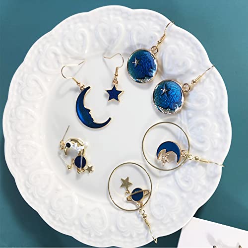 Moon Earrings Aesthetic Earrings Kawaii Earrings Funky Cute Quirky Earrings Planet Star Sun Space Astronaut Celestial Hippie Witchy Alt Weird Fun Anime Earrings For Women Girls #TOP4