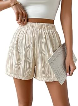 Avanova Pantalones cortos deportivos para mujer, elásticos, cintura alta, texturizados, casuales, de verano